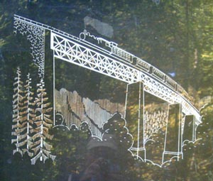 Cartoon of the original  bridge