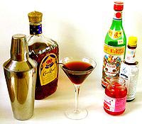 The ingredients for a Manhattan Cocktail