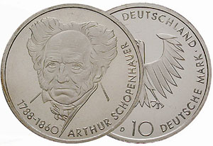 Arthur Schopenhauer on old German coin