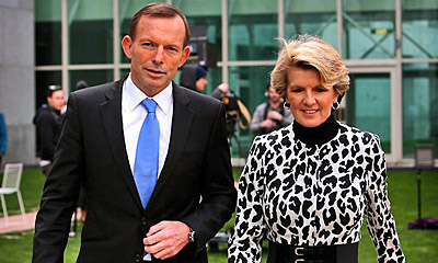Prime Minister Tony Abbott with Foreign Minister July Bishop : a world acclaimed winning combination