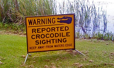 Croc warning in a Durack lagoon