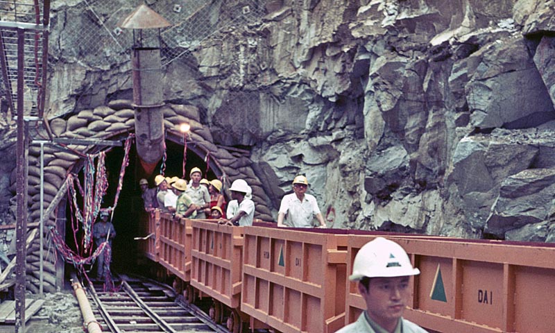 My father, emerging from the tailwater tunnel at the Ramu 1 Hydro-electric project