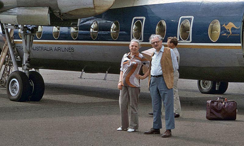 With my mother in 1975 on their way to the gold mining town of Kalgoorlie in Western Australia (in a legendary Fokker Friendship)