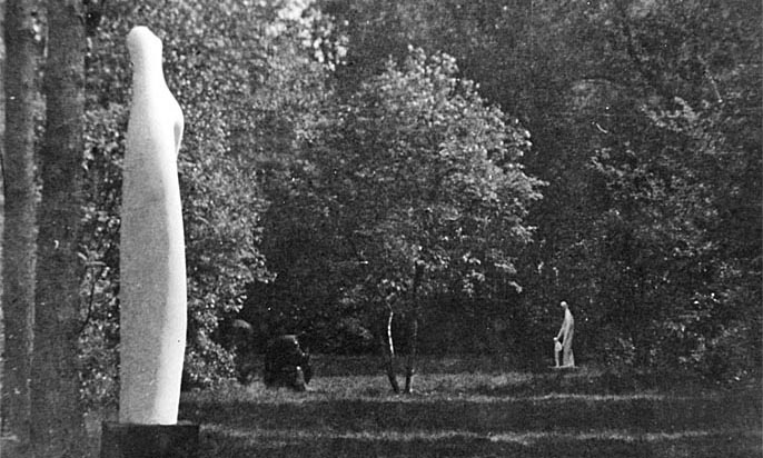 Scuptures by Piet Slegers on our lawn, 1952