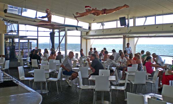 Neatly arranged table and chairs at the Mooloolaba Surf Club