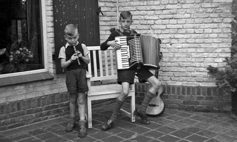 On piano accordion, early 1950s