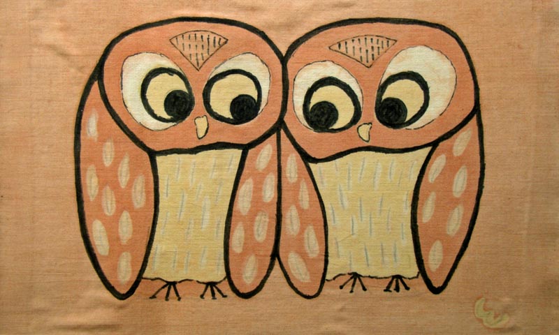 Two Owls - batik by Else Furstner