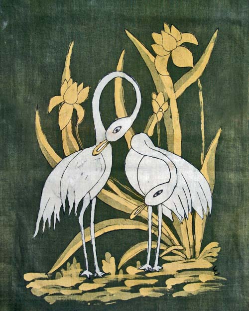 Two storks - batik by Else Furstner