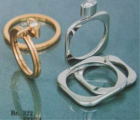 Niessing diamond rings in white and yellow gold