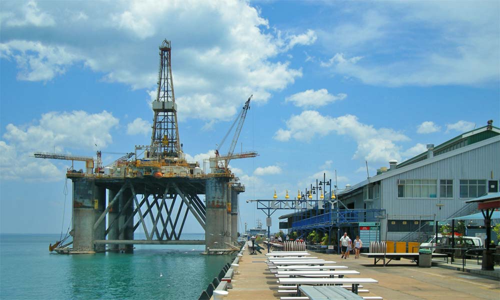 Ocean oil platform moored at Stokes Hill Wharf