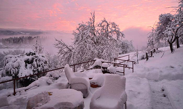 Sunset over a wintery Black Forest