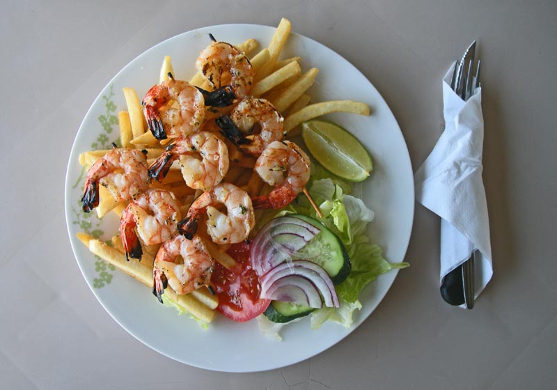 Grilled prawns from the Portside Char Grill