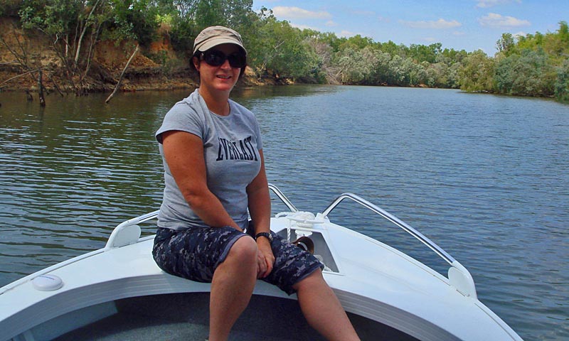 Jeroen's wife Lisa on the new boat
