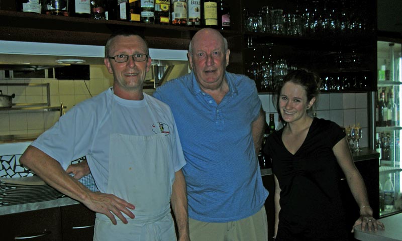 With chef Claude and waitress Jasmine of 'Restaurant Chez Claude', Woombye, Qld. Australia