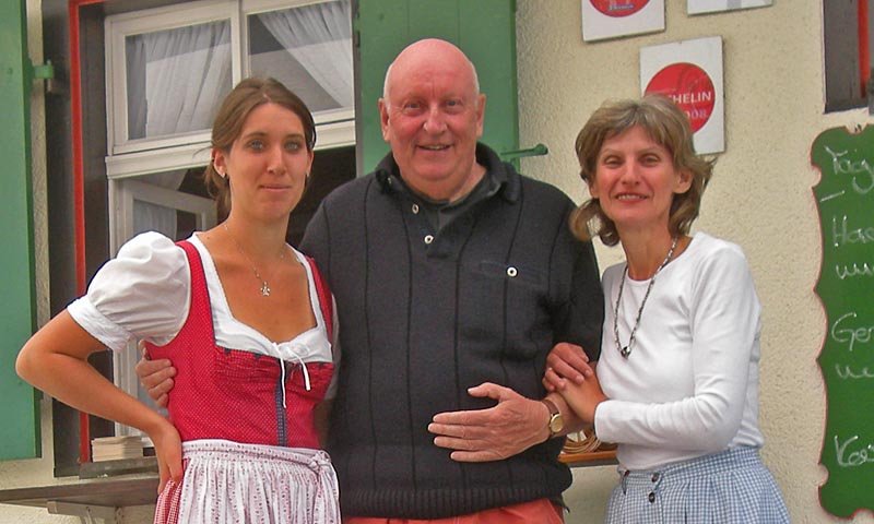 With owner Gertrud (right) and her daughter Bernadette at Wirtshaus Zur 

Sonne