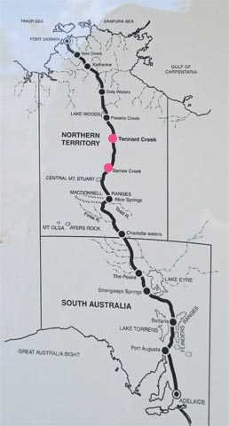 Telegraph line route from Adelaide to Darwin