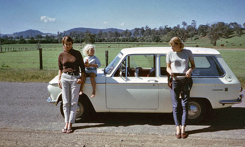 Antien, Babette, Jantine and our new Mazda 800, 1966