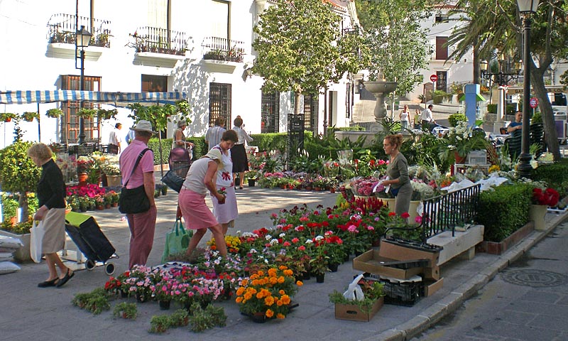 Flower market on the village square